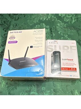 NETGEAR R6230 AC1200 Dual Band Gigabit Smart WiFi Route Arris surfboard bundle